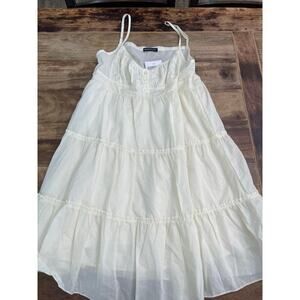 NWT Brandy Melville Women's White Ruffle Sleeveless Mini Dress Size OS